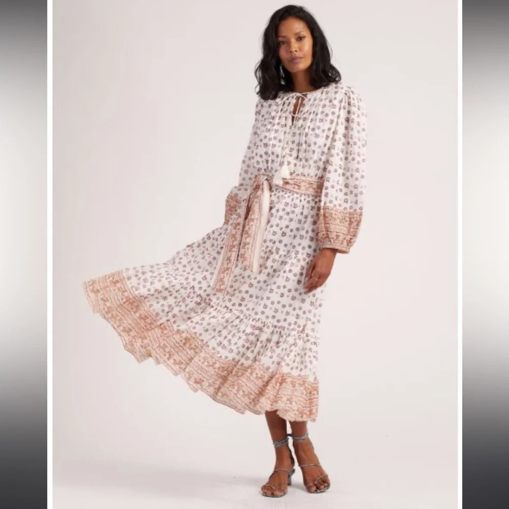 Cleobella Blakely midi dress cottagecore prairie bohemian floral v neck casual - Picture 12 of 13